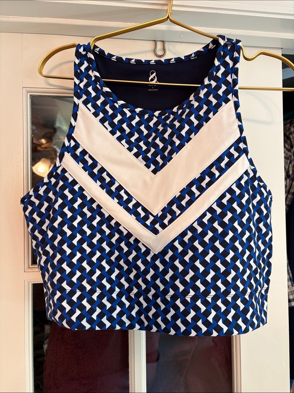 Lou & Grey Blue White Geo Print Crop Top Sports Bra XL